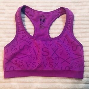 VSX Victoria’s Secret Sport Purple Logo Seamless Racerback Sports Bra size Small